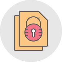 Security File Lock Line Filled Light Icon vector