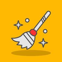 Flying Broom Filled Shadow Icon vector