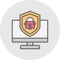 Security Computer Fix Line Filled Light Icon vector