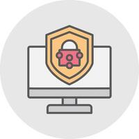 Security Computer Fix Line Filled Light Icon vector