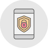 Security mobile Lock Line Filled Light Icon vector