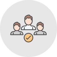 Secure Team Check Line Filled Light Icon vector