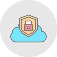 nube seguridad línea lleno ligero icono vector