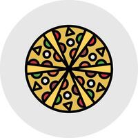 Pizza línea lleno ligero icono vector