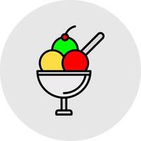 Ice Cream CUP Line Filled Light Icon vector