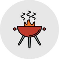 Grill Line Filled Light Icon vector