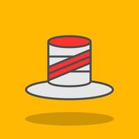 Top Hat Filled Shadow Icon vector