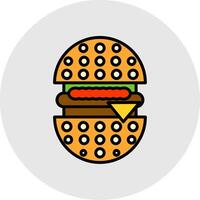 hamburguesa línea lleno ligero icono vector