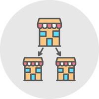 Chain Store Line Filled Light Icon vector