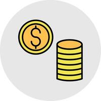 dinero línea lleno ligero icono vector