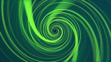 un' Filatura spirale di raggiante verde neon leggero travi. pieno HD e looping vivace astratto sfondo animazione. video