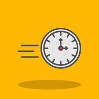 On Time Filled Shadow Icon vector