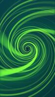 verticale - un' Filatura spirale di raggiante verde neon leggero travi. pieno HD e looping vivace astratto sfondo animazione. video