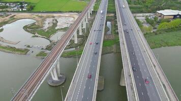 High Angle Drone's Camera Footage of Rochester City Located on River Thames, England United Kingdom. April 20th, 2024 video