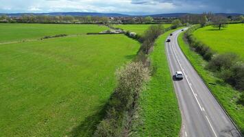 Aerial View of British Countryside Landscape Near Aylesbury City of England UK video