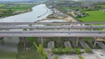 High Angle Drone's Camera Footage of Rochester City Located on River Thames, England United Kingdom. April 20th, 2024 video