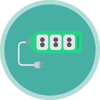 Extension Cable Flat Multi Circle Icon vector