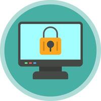 Locked Computer Flat Multi Circle Icon vector