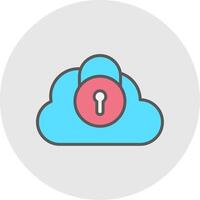 Security Castle Cloud Line Filled Light Icon vector