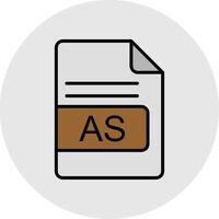 AS File Format Line Filled Light Icon vector