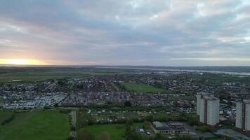 Aerial Footage of Tilbury Port City of England United Kingdom During Sunrise. April 20th, 2024 video