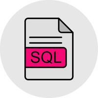 sql archivo formato línea lleno ligero icono vector