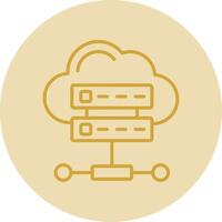 Cloud Database Line Yellow Circle Icon vector