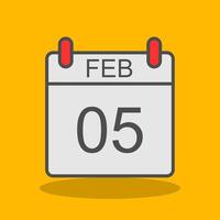 February Filled Shadow Icon vector