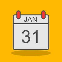 January Filled Shadow Icon vector