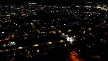 Aerial Night Footage of Illuminated Central Cambridge City of Cambridgeshire, England United Kingdom. March 21st, 2024 video