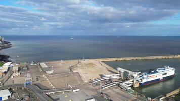 High Angle View of Dover Port and Ocean, England Great Britain. April 20th, 2024 video