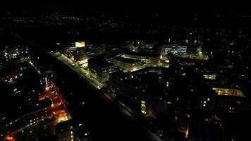 aéreo noite cenas do iluminado central Cambridge cidade do cambridgeshire, Inglaterra Unidos reino. marcha 21, 2024 video