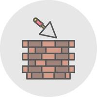 Bricks Tower Line Filled Light Icon vector