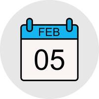 February Line Filled Light Icon vector