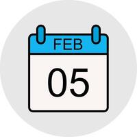 February Line Filled Light Icon vector