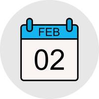 February Line Filled Light Icon vector