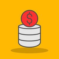 Coin Stack Filled Shadow Icon vector