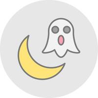 Halloween Moon Line Filled Light Icon vector