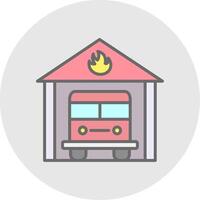 Fire Station Line Filled Light Icon vector