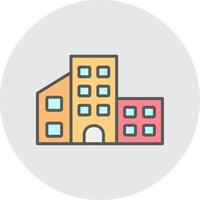 edificio línea lleno ligero icono vector