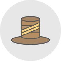 Top Hat Line Filled Light Icon vector