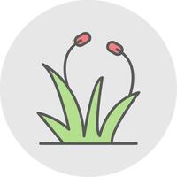 Grass Line Filled Light Icon vector