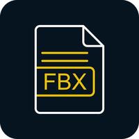 FBX File Format Line Yellow White Icon vector