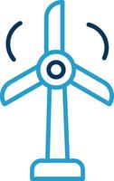 viento turbina línea azul dos color icono vector