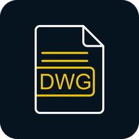 DWG File Format Line Yellow White Icon vector