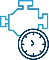 Time Engine Line Blue Two Color Icon vector