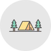 acampar línea lleno ligero icono vector