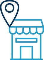 Shop Location Line Blue Two Color Icon vector