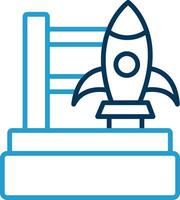 Rocket Launch Line Blue Two Color Icon vector