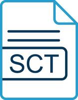 sct archivo formato línea azul dos color icono vector